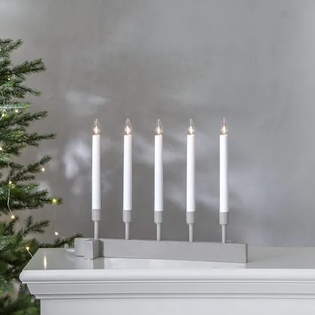 Vind Adventsljusstake 40 cm - Elljusstake i Trä för Fönster - Ljusgrå - Inredning - Julpynt & helgdekoration - Julpynt & juldekoration