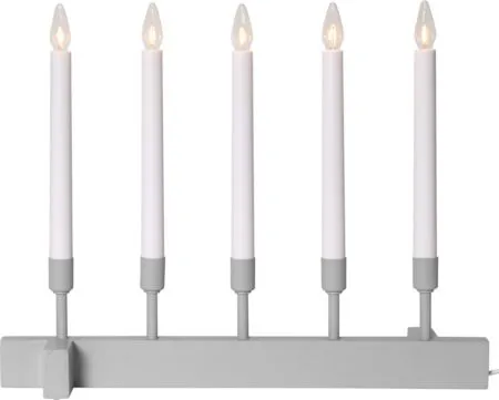 Vind Adventsljusstake 40 cm - Elljusstake i Trä för Fönster, Ljusgrå