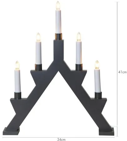 Zack Adventsljusstake 34 cm - Elljusstake i Trä för Fönster - Mörkgrå - Inredning - Julpynt & helgdekoration - Julpynt & juldekoration