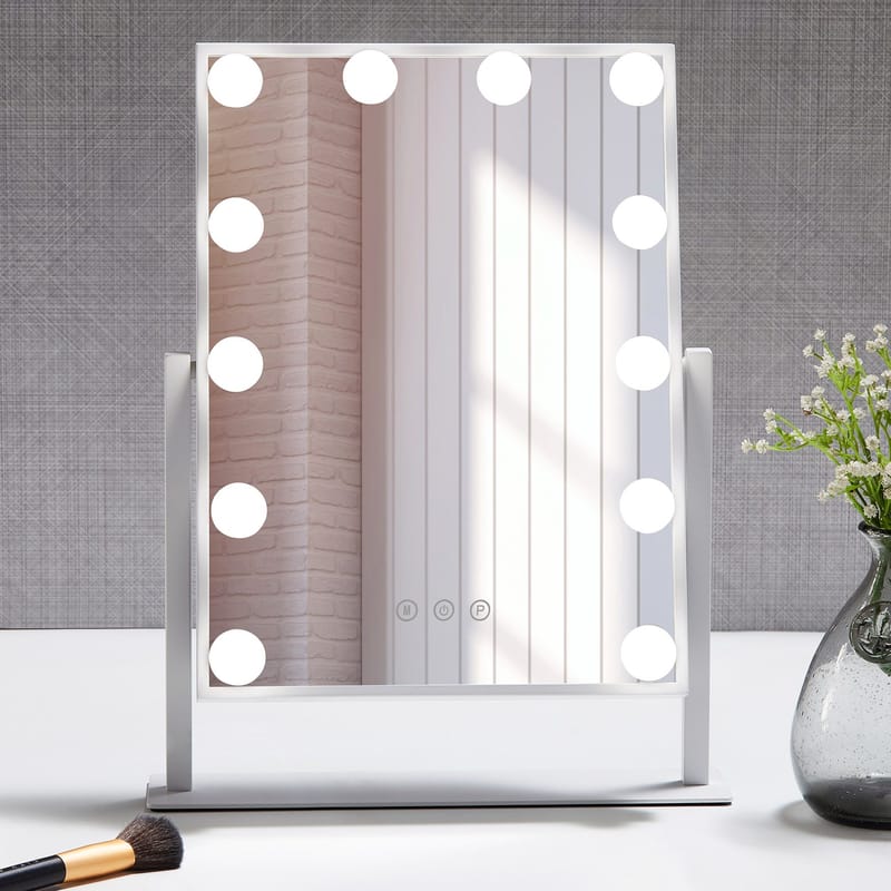 Makeup spegel - PAMELA fyrkantig - 300x400mm - vit - Inredning - Speglar - Spegel med belysning