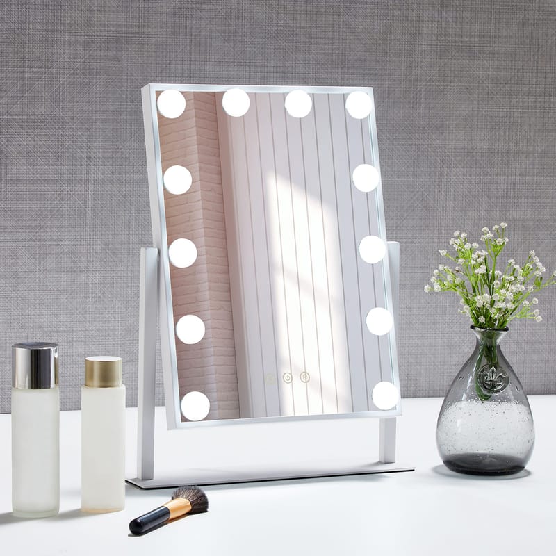 Makeup spegel - PAMELA fyrkantig - 300x400mm - vit - Inredning - Speglar - Spegel med belysning