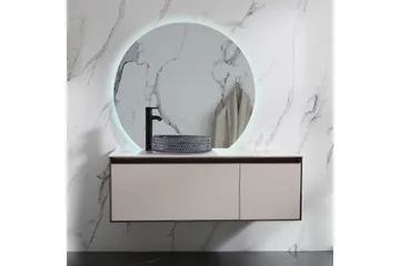 Felicia Spegel med LED-belysning Rund 80 cm Silver - Hus & renovering - Kök & bad - Badrum - Badrumsmöbler & badrumsinredning - Badrumsspegel
