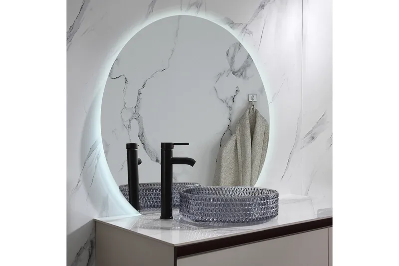 Felicia Spegel med LED-belysning Rund 80 cm Silver - Hus & renovering - Kök & bad - Badrum - Badrumsmöbler & badrumsinredning - Badrumsspegel