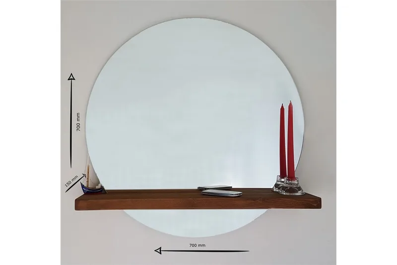 Marmol Dekorationsspegel 70 cm - Valnöt - Inredning - Speglar - Väggspegel