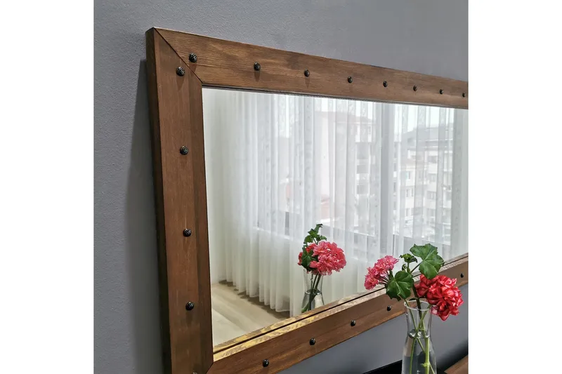 Trekell Dekorationsspegel 110 cm - Valnöt - Inredning - Speglar - Väggspegel