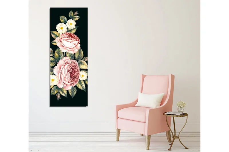 Canvastavla - Färgrik bukett av rosor och blommor - Rosa / Grön / Vit - Inredning - Tavlor & konst - Canvastavlor