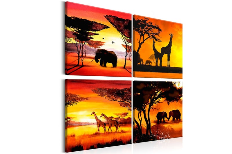 Tavla African Animals 4 Parts 60x60 - Artgeist sp. z o. o. - Inredning - Tavlor & konst - Canvastavlor