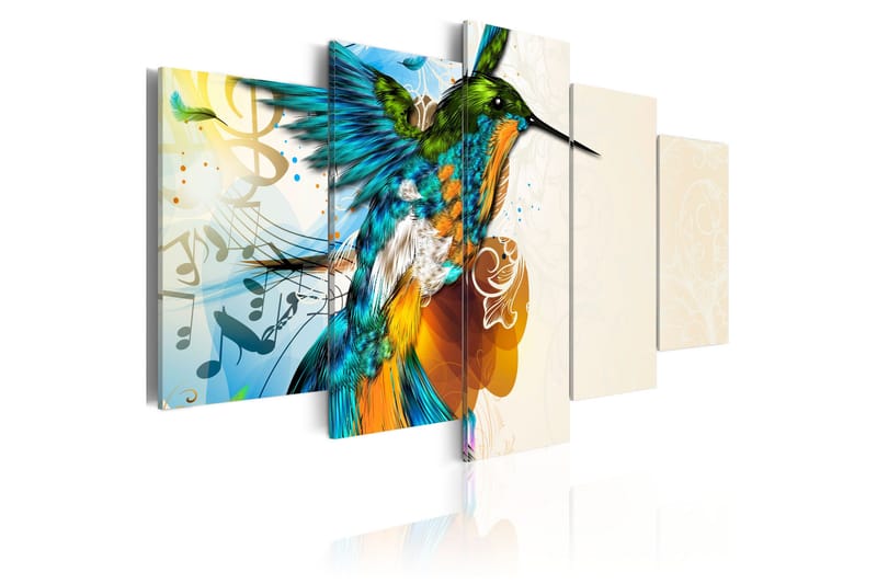Tavla Bird's Music 5 Pieces 200x100 - Artgeist sp. z o. o. - Inredning - Tavlor & konst - Canvastavlor