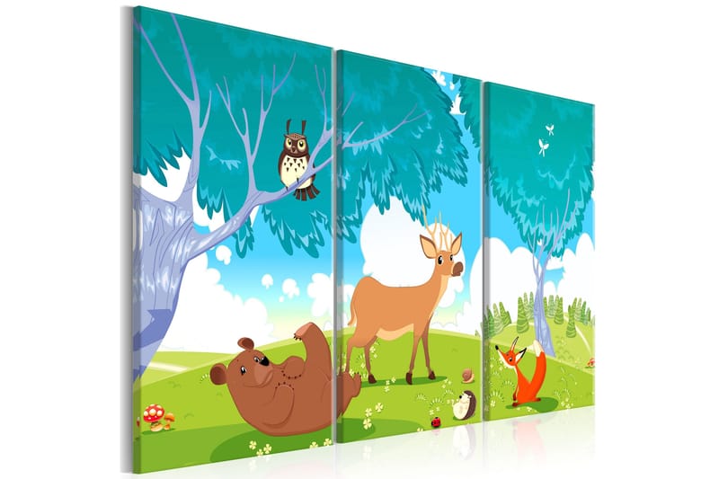 Tavla Friendly Animals 3 Parts 90x60 - Artgeist sp. z o. o. - Inredning - Tavlor & konst - Canvastavlor