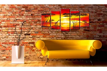 Tavla Giraffer På Bakgrunden Med Solnedgång 100x50 - Artgeist sp. z o. o. - Inredning - Tavlor & konst - Canvastavlor
