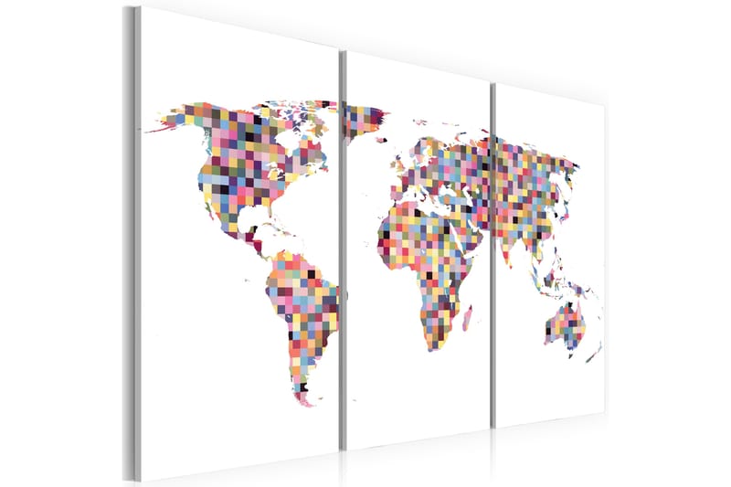 Tavla Karta Över Världen Pixels Triptych 120x80 - Artgeist sp. z o. o. - Inredning - Tavlor & konst - Canvastavlor