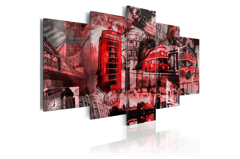Tavla London Collage 5 St 200x100 - Artgeist sp. z o. o. - Inredning - Tavlor & konst - Canvastavlor