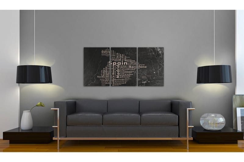 Tavla Map Of Spain On The Blackboard Triptich 120x60 - Artgeist sp. z o. o. - Inredning - Tavlor & konst - Canvastavlor