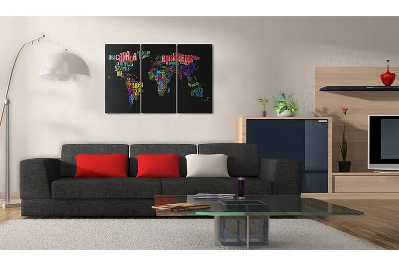 Tavla Namn på länder Triptych 90x60 - Artgeist sp. z o. o. - Inredning - Tavlor & konst - Canvastavlor
