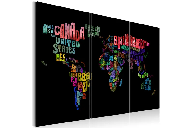 Tavla Namn på länder Triptych 90x60 - Artgeist sp. z o. o. - Inredning - Tavlor & konst - Canvastavlor