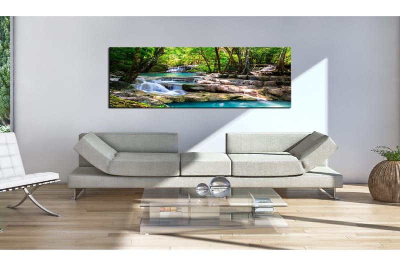Tavla Nature: Forest Waterfall 120x40 - Inredning - Tavlor & konst - Canvastavlor