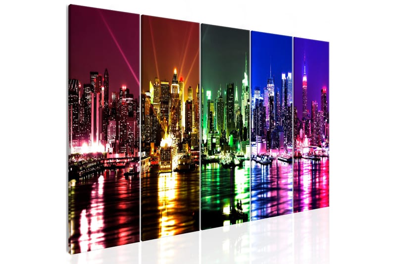 Tavla Rainbow New York 5 Parts Narrow 200x80 - Artgeist sp. z o. o. - Inredning - Tavlor & konst - Canvastavlor