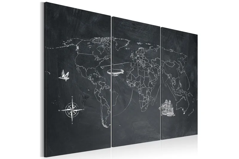 Tavla Resa Runt Världen Triptyken 120x80 - Artgeist sp. z o. o. - Inredning - Tavlor & konst - Canvastavlor