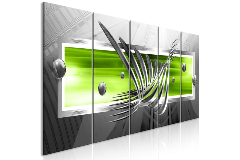 Tavla Silver Wings 5 Parts Narrow Green 225x90 - Artgeist sp. z o. o. - Inredning - Tavlor & konst - Canvastavlor