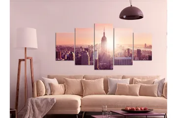 Tavla Sun Over Manhattan 5 Parts Wide Orange 200x100 - Artgeist sp. z o. o. - Inredning - Tavlor & konst - Canvastavlor