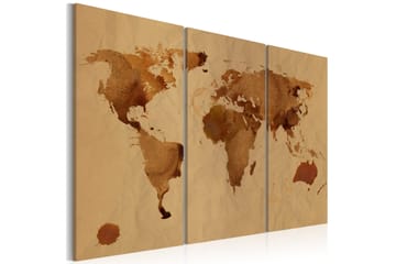 Tavla Världen målad med kaffe Triptych 90x60 - Artgeist sp. z o. o. - Inredning - Tavlor & konst - Canvastavlor