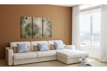 Tavla Vintage Clock And Orchid Triptych 60x40 - Artgeist sp. z o. o. - Inredning - Tavlor & konst - Canvastavlor