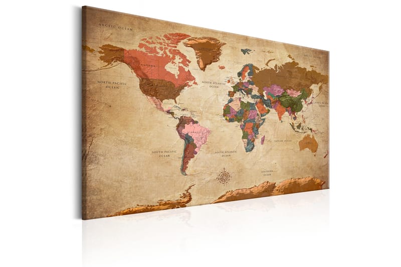 Tavla World Map: Brown Elegance 90x60 - Artgeist sp. z o. o. - Inredning - Tavlor & konst - Canvastavlor