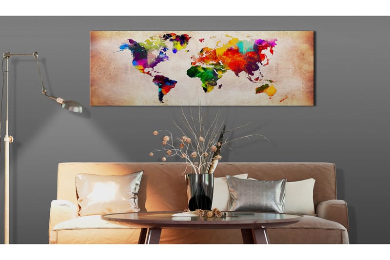 Tavla World Map Colourful Ramble 150x50 - Artgeist sp. z o. o. - Inredning - Tavlor & konst - Canvastavlor