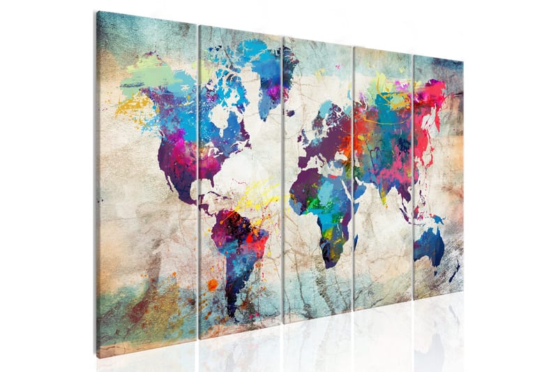 Tavla World Map: Cracked Wall 225x90 - Artgeist sp. z o. o. - Inredning - Tavlor & konst - Canvastavlor