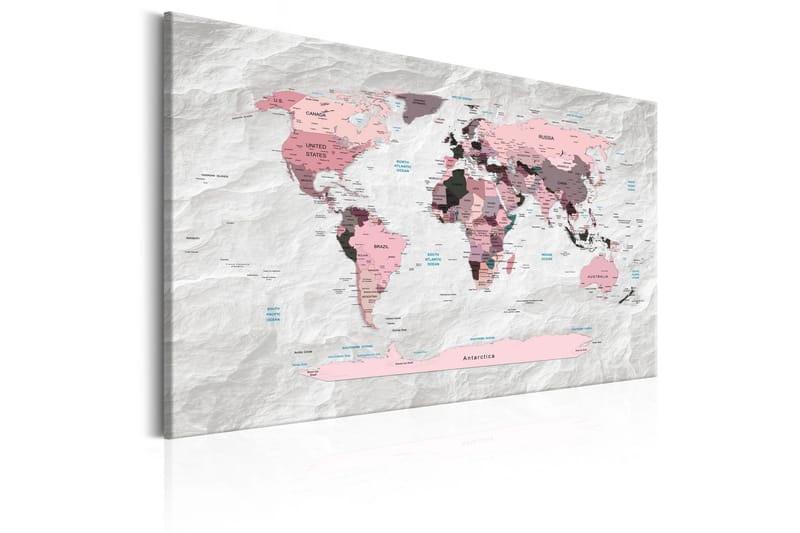 Tavla World Map: Pink Continents 120x80 - Artgeist sp. z o. o. - Inredning - Tavlor & konst - Canvastavlor