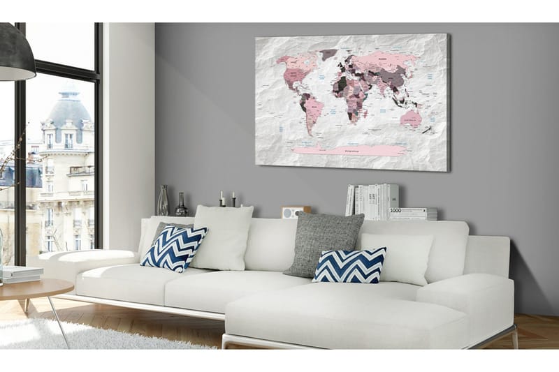 Tavla World Map: Pink Continents 120x80 - Artgeist sp. z o. o. - Inredning - Tavlor & konst - Canvastavlor