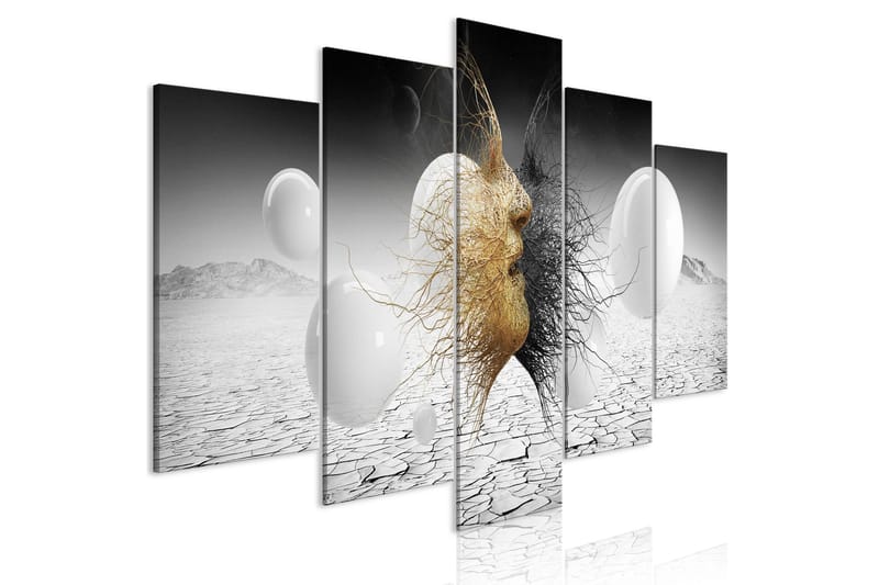 Tavla Woven Faces 5 Parts Wide Golden 100x50 - Artgeist sp. z o. o. - Inredning - Tavlor & konst - Canvastavlor