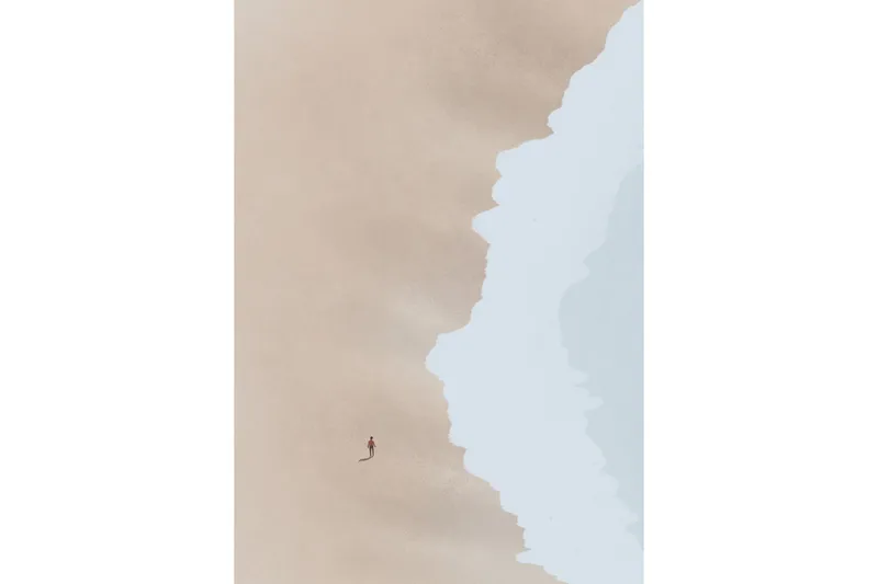 Poster Beach 21x30 cm, Beige