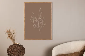 Poster Drawed leaf 50x70 cm - Brun - Inredning - Tavlor & konst - Posters & prints