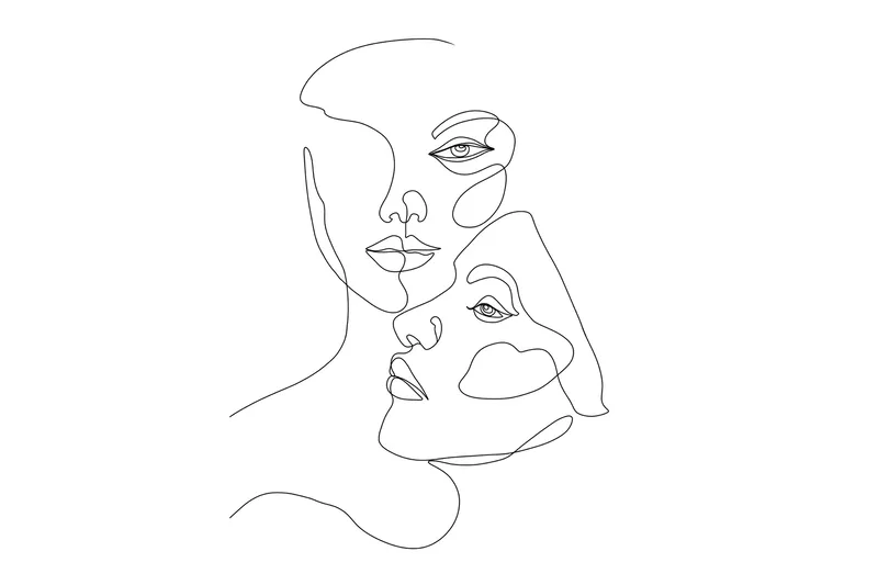 Poster Faces 50x70 cm, Svart/Vit