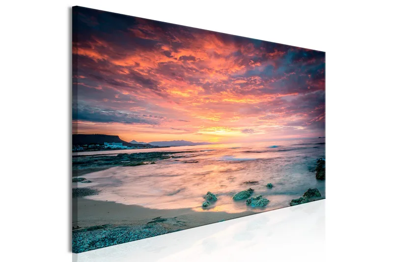 Tavla Beach in Crete (1 Part) Narrow Red 150x50 - Inredning - Tavlor & konst - Canvastavlor