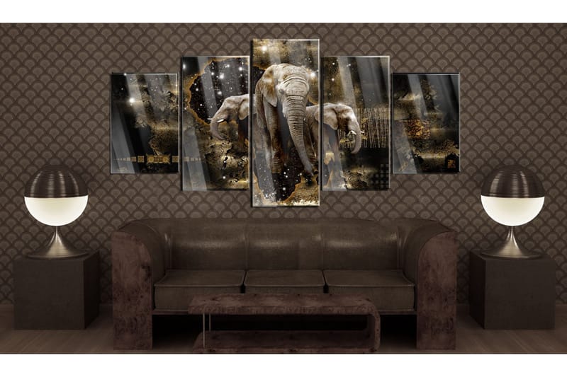 Tavla På Akryl Brown Elephants 100x50 - Artgeist sp. z o. o. - Inredning - Tavlor & konst