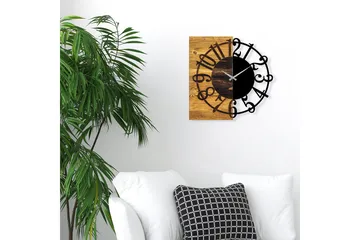 Wooden Clock 1 - Svart/Valnöt - Inredning - Väggdekor - Väggklocka & väggur