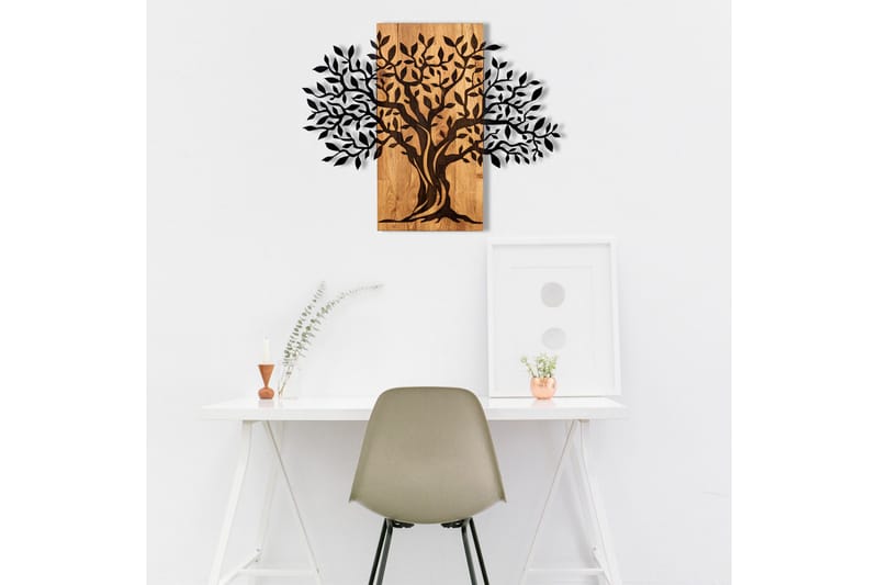Tree Wooden Wall Accessory Väggdekor - Svart/Valnöt - Inredning - Väggdekor - Skylt - Plåtskyltar
