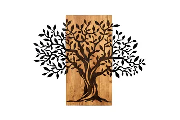 Tree Wooden Wall Accessory Väggdekor - Svart/Valnöt - Inredning - Väggdekor - Skylt - Plåtskyltar