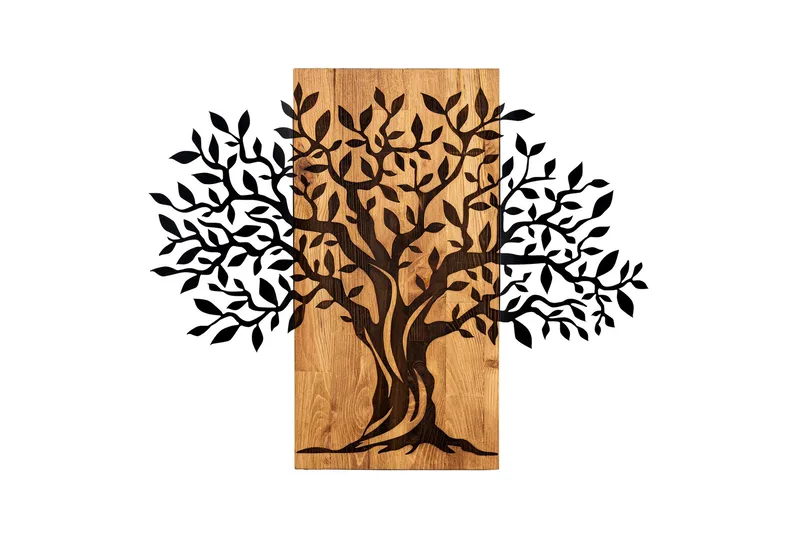 Tree Wooden Wall Accessory Väggdekor - Svart/Valnöt - Inredning - Väggdekor - Skylt - Plåtskyltar