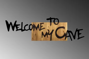 Welcome To My Cave Väggdekor - Svart/Valnöt - Inredning - Väggdekor - Skylt - Plåtskyltar