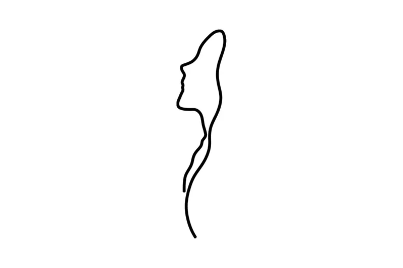 Woman Face Profile Väggdekor, Svart