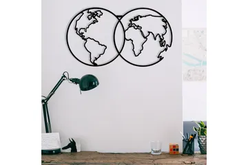 World Map Metal Decor 10 Väggdekor - Svart - Inredning - Väggdekor - Skylt - Plåtskyltar
