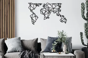 World Map Metal Decor Väggdekor - Svart - Inredning - Väggdekor - Skylt - Plåtskyltar