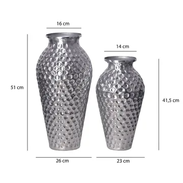 Dalilo Vas 51 cm Set om 2 - Silverfärgad - Inredning - Vas