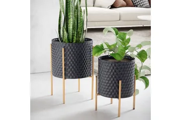Vas Wohnling Set om 2 Aluminium Blomväxtkruka 3D-Cirkelyta Modern - Inredning - Kruka & ytterkruka