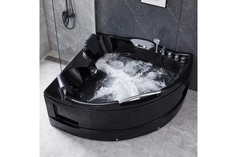 Bubbelbadkar Hörn 150x150cm Svart