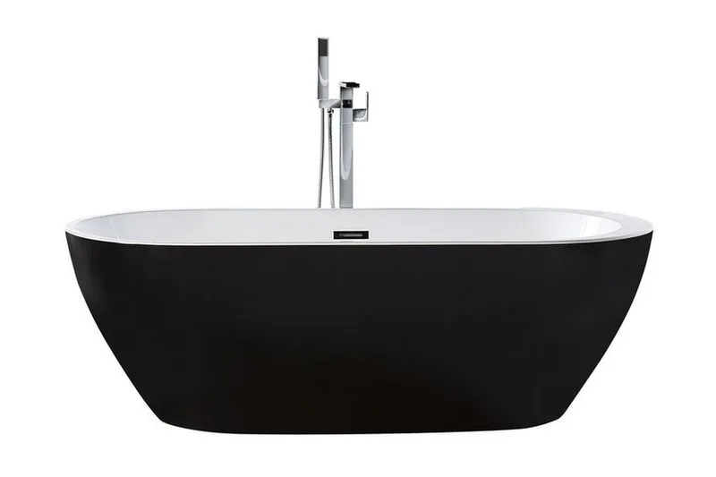 Fristående badkar 170 x 80 cm oval svart NEVIS - Svart - Hus & renovering - Kök & bad - Badrum - Badkar - Fristående badkar