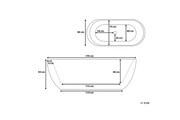Fristående badkar 170 x 80 cm oval svart NEVIS - Svart - Hus & renovering - Kök & bad - Badrum - Badkar - Fristående badkar